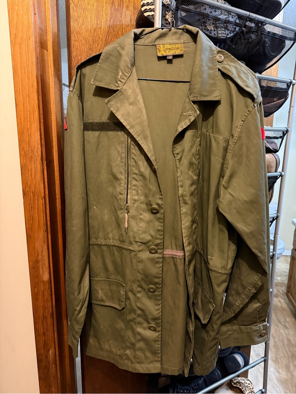 Vintage Military-Style Field Jacket - Olive Green